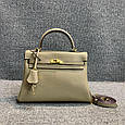 Шкіряна сумка з ручкою 25см / золота фурнітура КТ-815-25 Бежева, фото 5