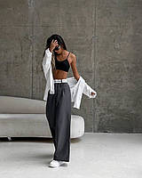 Жіночі штани палаццо з поясом колір: графіт