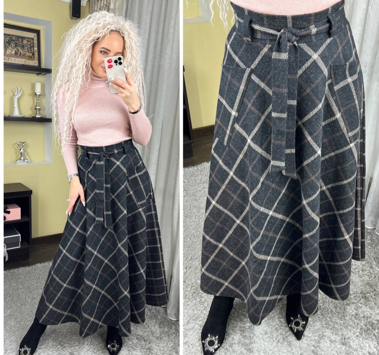 Купить Юбка макси полушерсть в клетку в Каменском от компании "Крамниця ...