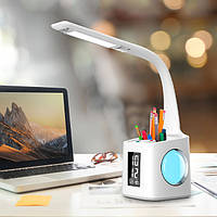 Настольная LED лампа VHG TX188-2 с органайзером и таймером Pen Holder Time Display Table Lamp White