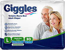 Підгузки для дорослих Giggles Large 100-150 см 30 шт 10 крапель підгузки для лежачих хворих