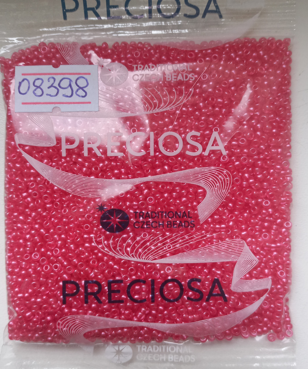 Бісер 10/0, No08398 рожевий прозорий, перламутрова середина (уп.50 грам), фото 1