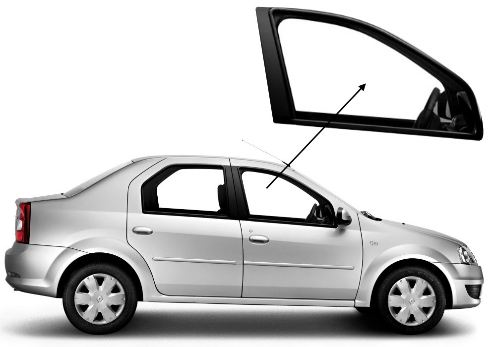 Бічне скло Dacia Logan 2005-2013 передніх дверей праве