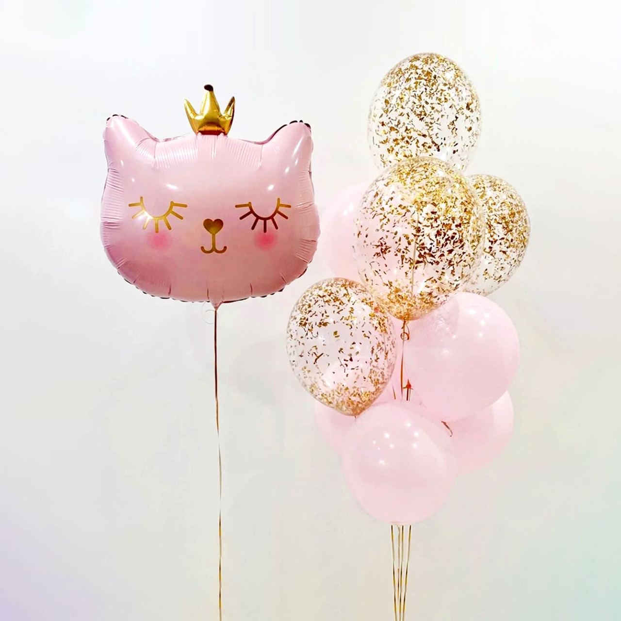 Повітряні гелієві кульки фольгована фігура кулька Кішечка Принцеса з гелієм Подарунок для дівчинки дівчини на день народження