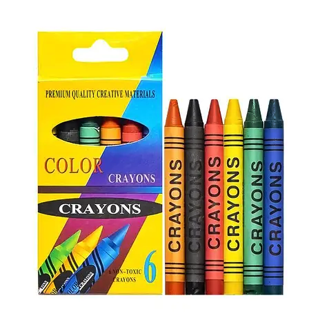 Олівці воскові CRAYONS 6 кольорів арт. 2006А
