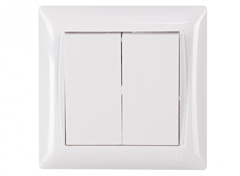 Вимикач подвійний PRIMERA (білий) 3003 LUXEL, фото 1