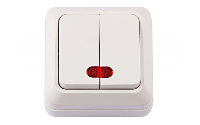 Вимикач подвійний з підсвічуванням OPERA (білий) 2006 LUXEL, фото 1