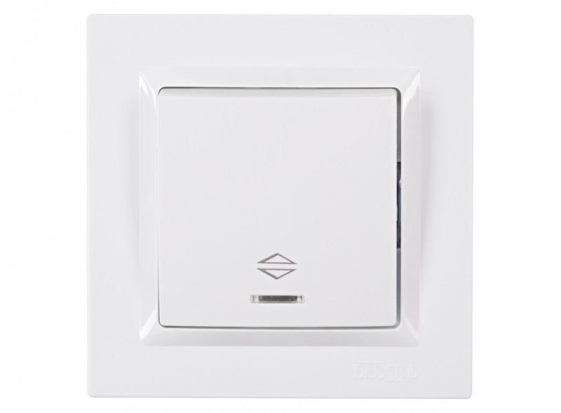 Вимикач прохідний з підсвічуванням JAZZ (білий) 9016 LUXEL, фото 1