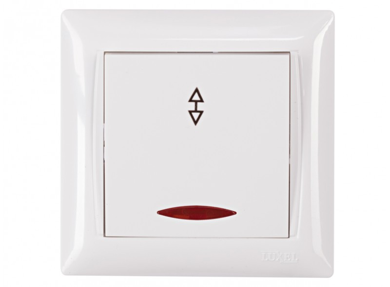 Вимикач прохідний з підсвічуванням PRIMERA (білий) 3016 LUXEL, фото 1