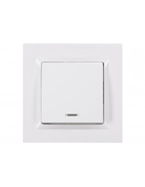 Вимикач з підсвічуванням JAZZ (білий) 9005 LUXEL, фото 1