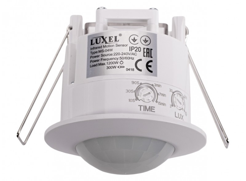 Датчик руху 0,5Вт,IP20, 3-2000 LUX (MS-04W) LUXEL, фото 1