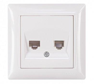 Комп'ютерна розетка+телефонна PRIMERA (білий) 3029 LUXEL, фото 1