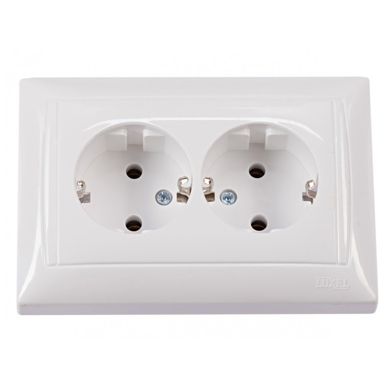 Розетка подвійна із заземленням PRIMERA (білий) 3008 LUXEL, фото 1