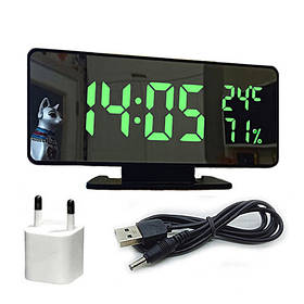 Годинник електронний настільний дзеркальний VST-888Y чорний (зелена підсвітка)