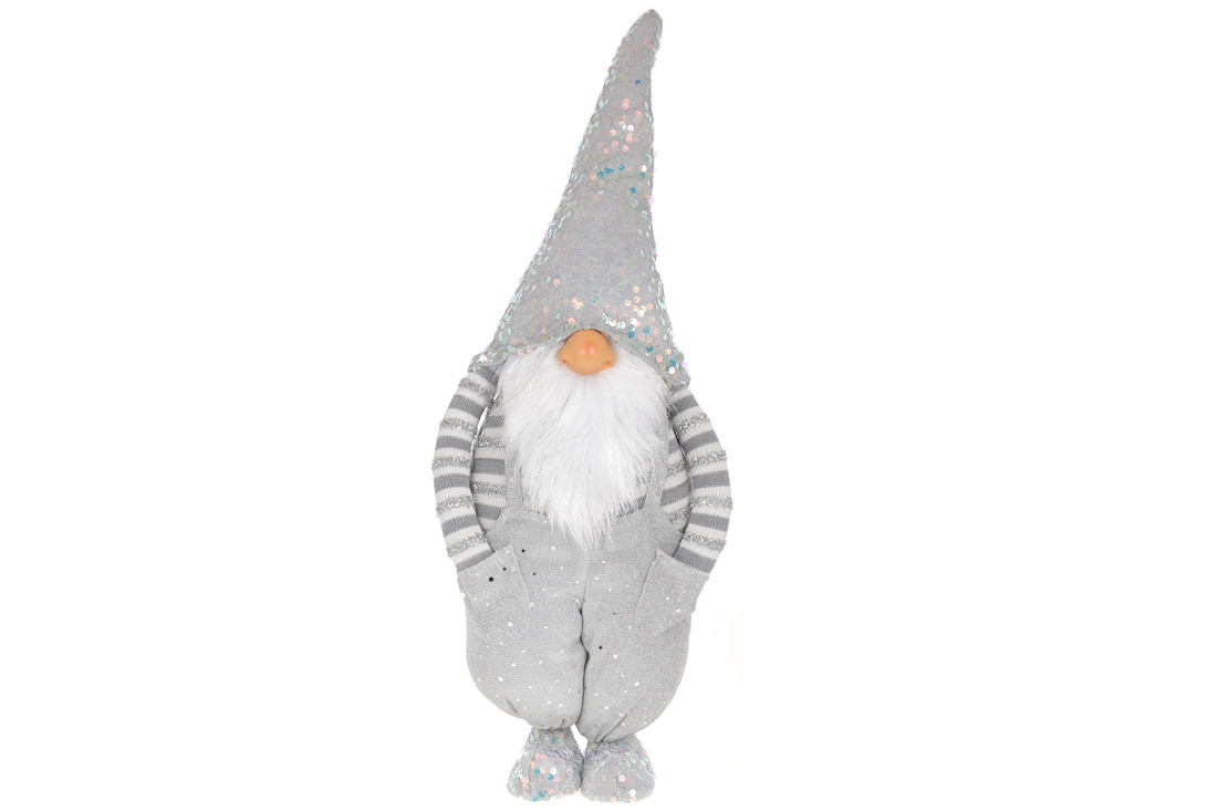 М'яка іграшка Гном 64см, колір - срібло з паєтками, фото 1