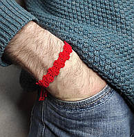 Чоловічий браслет ручного плетіння макраме "Баст" CHARO DARO (червоний)