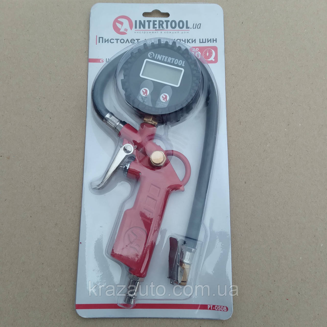 Пістолет для накачування шин із цифровим манометром 63 мм INTERTOOL PT-0508, фото 1