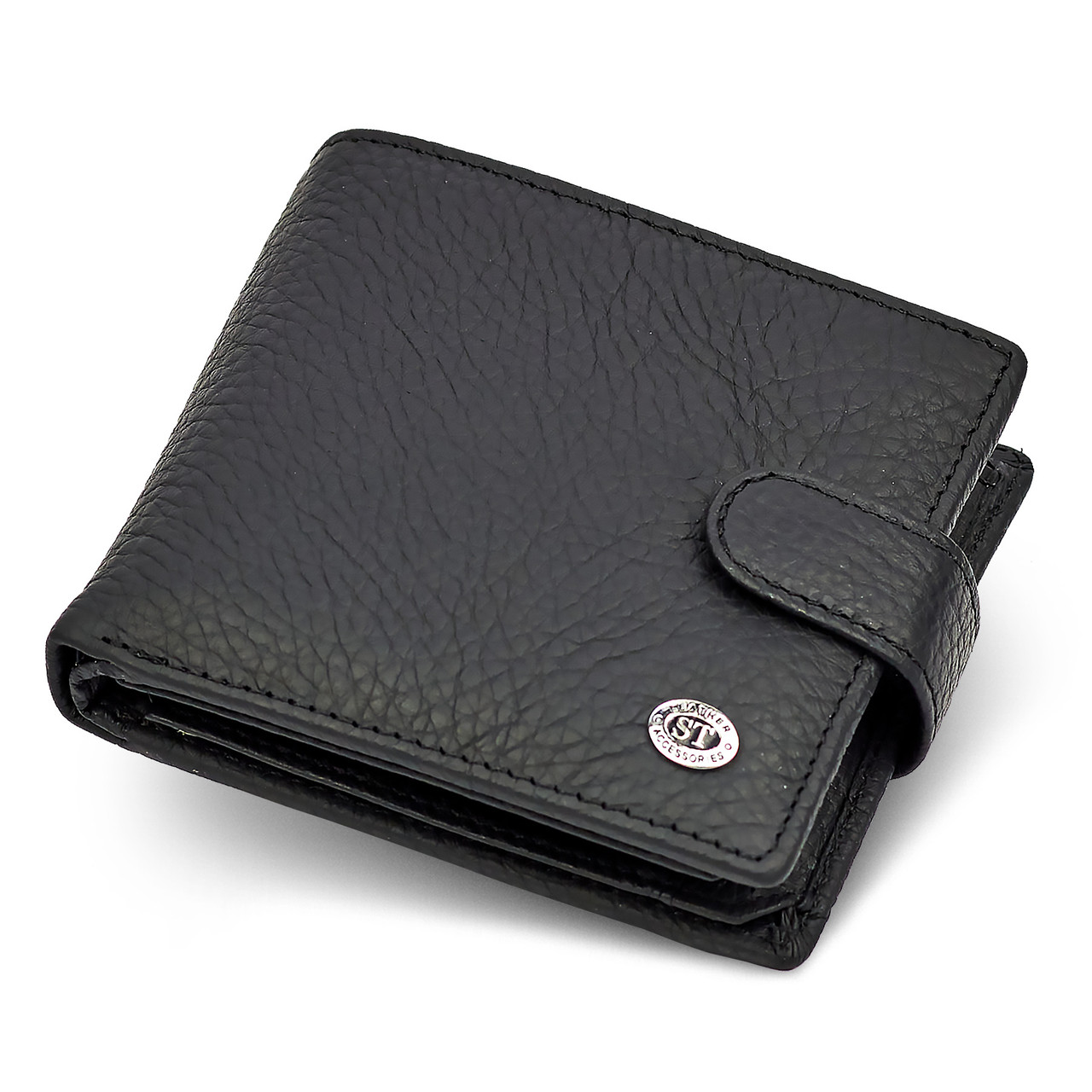 Стильне чоловіче портмоне з натуральної шкіри ST Leather ST153 чорне, фото 1