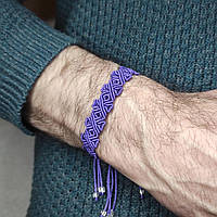 Чоловічий браслет ручного плетіння макраме "Баст" CHARO DARO (фіолетовий)
