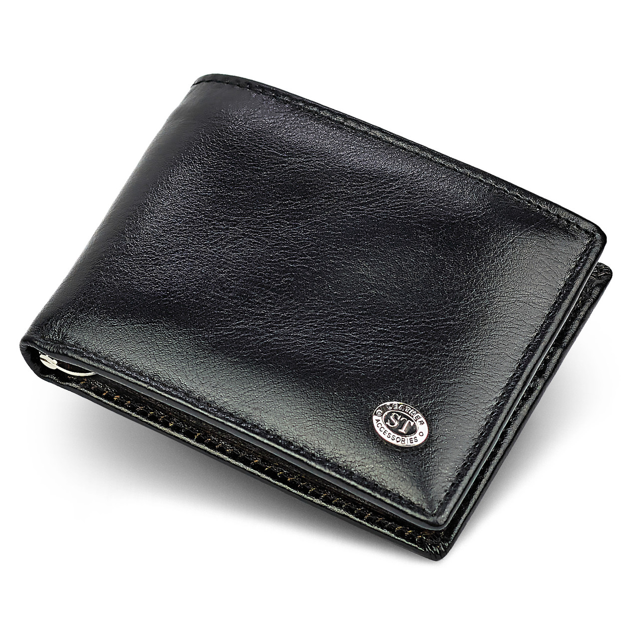 Чоловіче шкіряне портмоне із затискачем ST Leather B460 Чорне