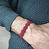 Чоловічий браслет ручного плетіння макраме "Баст" CHARO DARO (бордовий)
