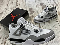 Мужские кроссовки Nike Air Jordan 4 Ретро Белые Nike Air Jordan 4 Retro High. Найк Аир Джордан 4. White Grey