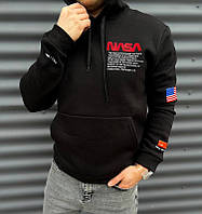 Свитшот на флисе толстовка мужская кофта с капюшоном худи черный asos Nasa XL
