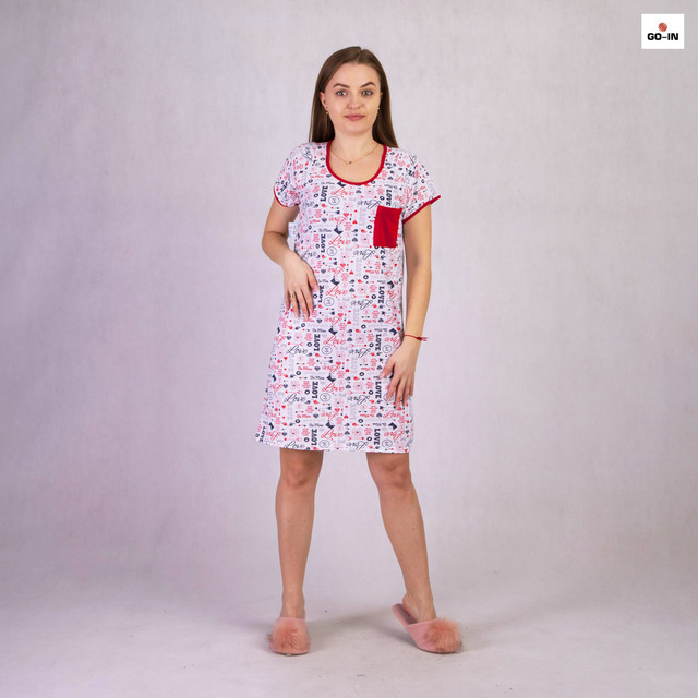 Стильная, молодежная женская ночная рубашка красного цвета р.46-56