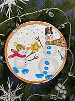 Коробка новорічна "Сніговик дарує зірку" ручної роботи з малюнком виконаним вручну, handmade новорічний