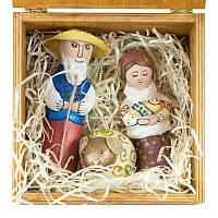 Набір №06 Коробка «15х15», Йосип і Марія з немовлям, баранчик ручної роботи, handmade святковий декор