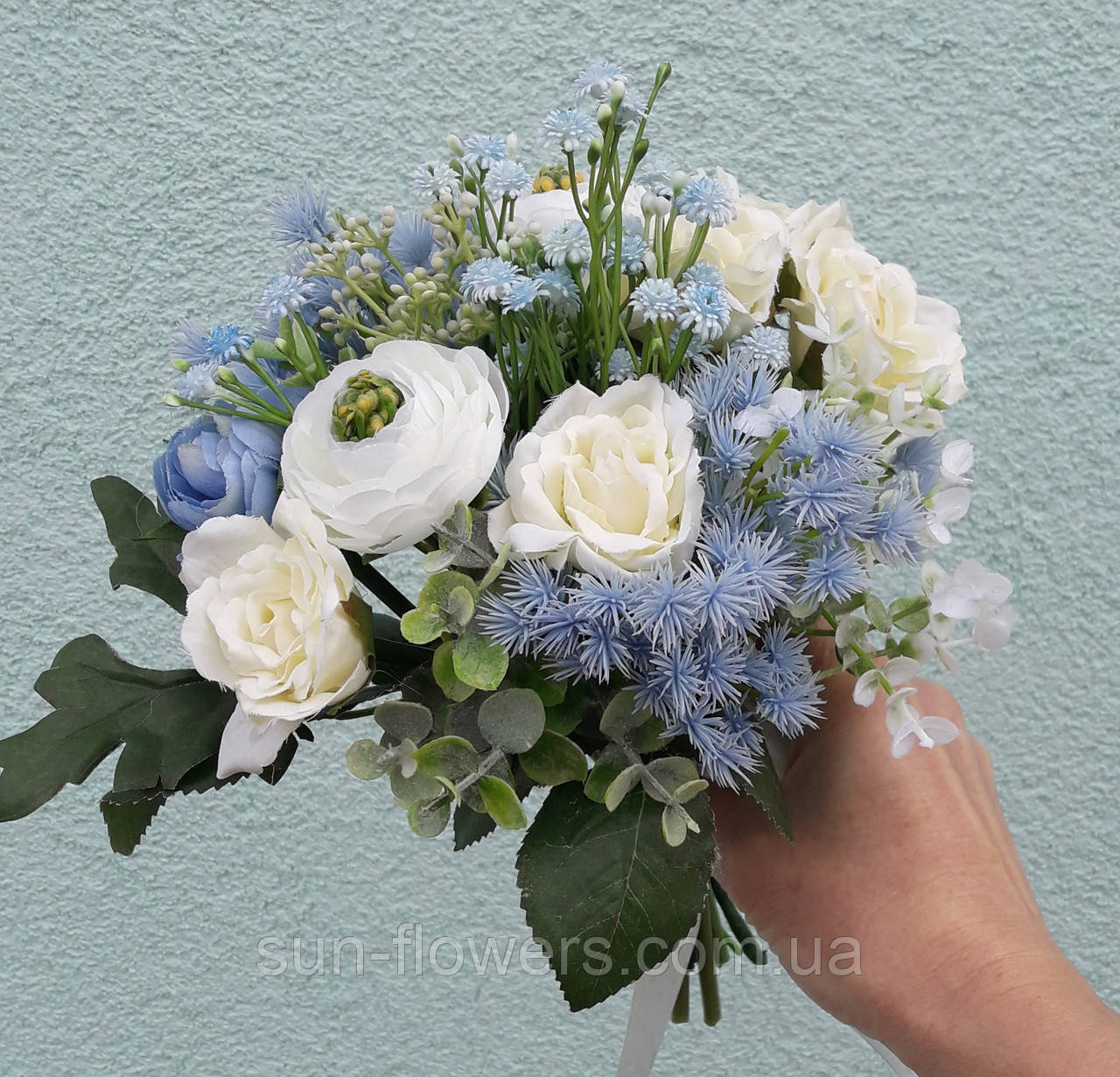 Букет весільний блакитний, фото 1