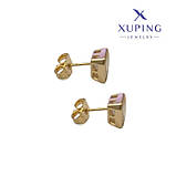 Сережки з цирконієм Xuping позолота 24k камінь 7х10мм, фото 5