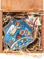 Набір подарунковий №6n ручної роботи. Дерев яна коробка, зірка різдвяна, чай, сіно, handmade подарунки