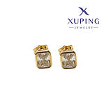 Сережки з цирконієм Xuping позолота 24k камінь 7х10мм, фото 2