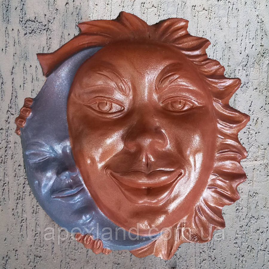 Декоративне настінне панно "Місяць і Сонце", 37 см, теракота., фото 1