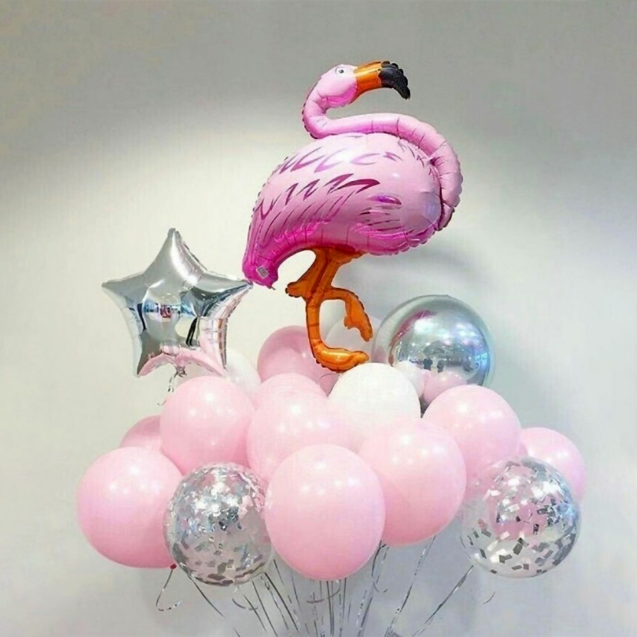 Гелиевые шарики фольгированная фигура шарик Фламинго. Композиция с гелием. Подарок девушке на день рождения - фото 1 - id-p1786037744