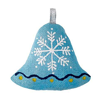 Текстильна ялинкова прикраса новорічна "Дзвоник блакитний маленький" ручної роботи, handmade святковий декор