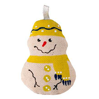 Текстильна ялинкова прикраса новорічна "Сніговик маленький салатовий" ручної роботи, handmade святковий декор