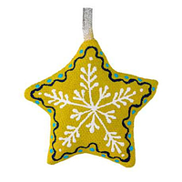 Текстильна ялинкова прикраса новорічна "Зірка маленька салатова" ручної роботи, handmade святковий декор