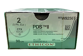 Хірургічна нитка Ethicon ПДС II (PDS II) 2, довжина 90 см, кільк. голка 48 мм W9256T