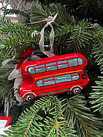 Ялинкова іграшка скульптурна "Лондонський автобус" ручної роботи, handmade лондонський декор