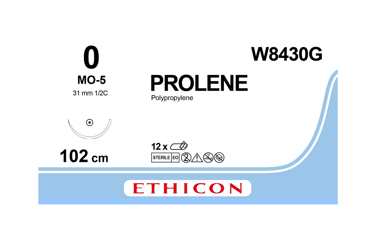 Хірургічна нитка Ethicon Пролен (Prolene) 0, довжина 100 см, кільк. голка 31 мм W8430G