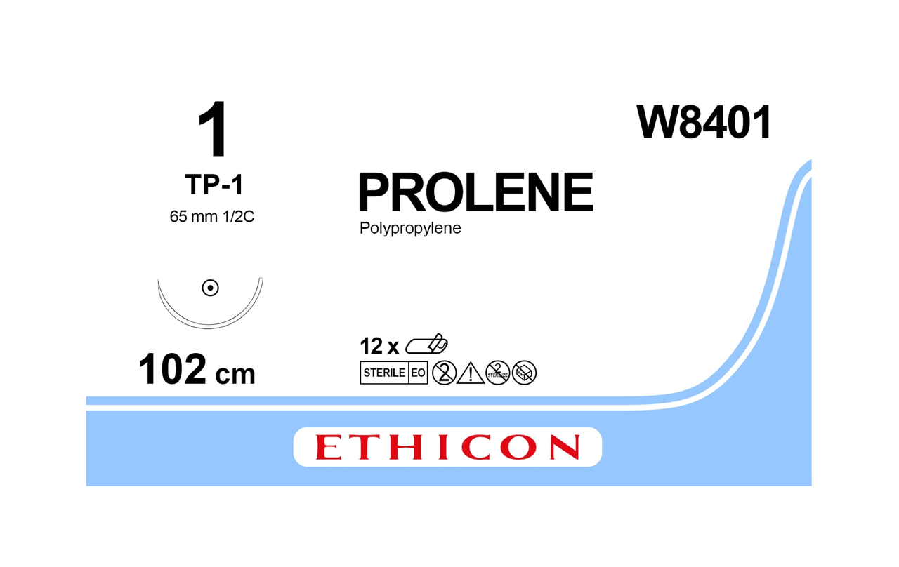 Хірургічна нитка Ethicon Пролен (Prolene) 1, довжина 100 см, кільк. голка 65 мм W8401, фото 1