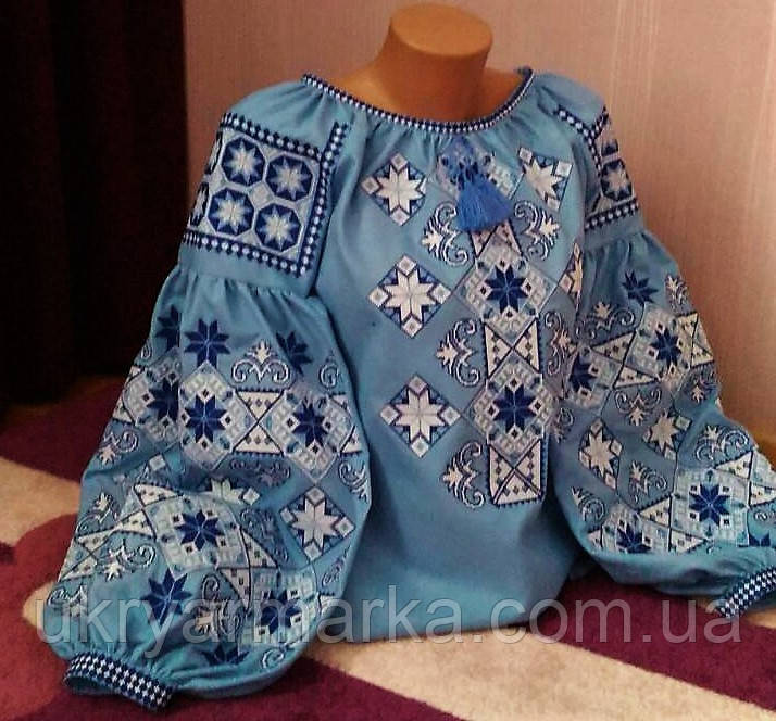 Вишита жіноча сорочка "Калейдоскоп" електрик