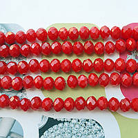 Кришталева намистина, рондель, червона матова, 4х6 мм