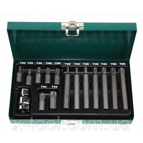 Набор вставок (бит) Torx (30 и 75 мм) Т20-Т55 15 предметов