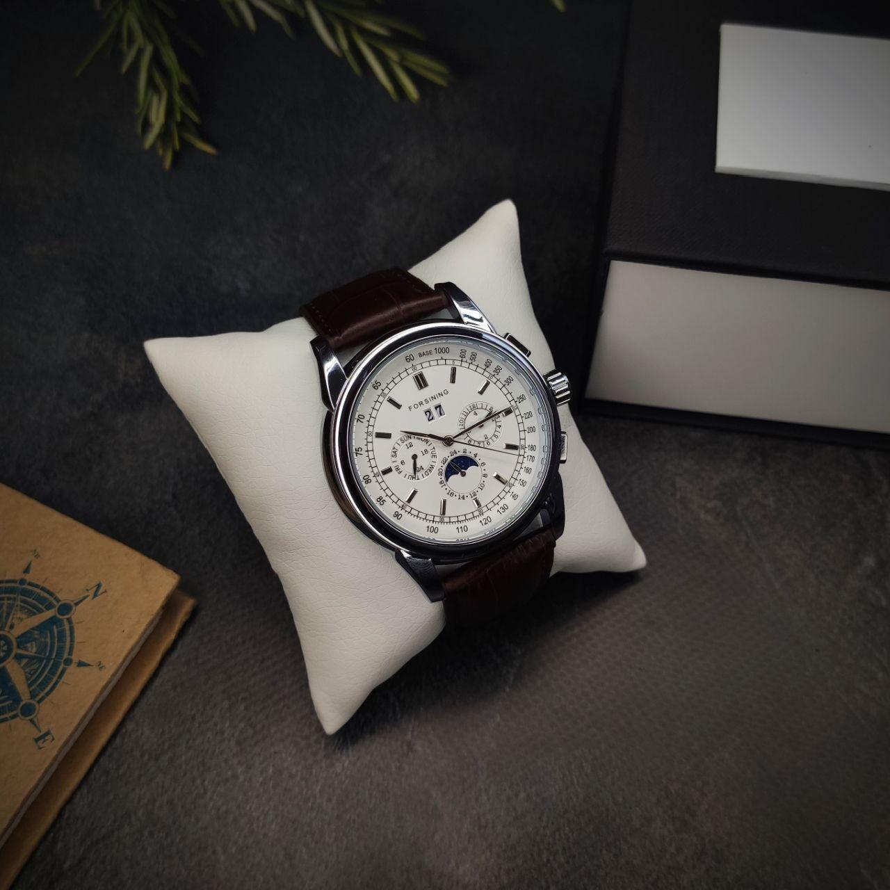 Чоловічий наручний годинник Forsining 319 Brown/White