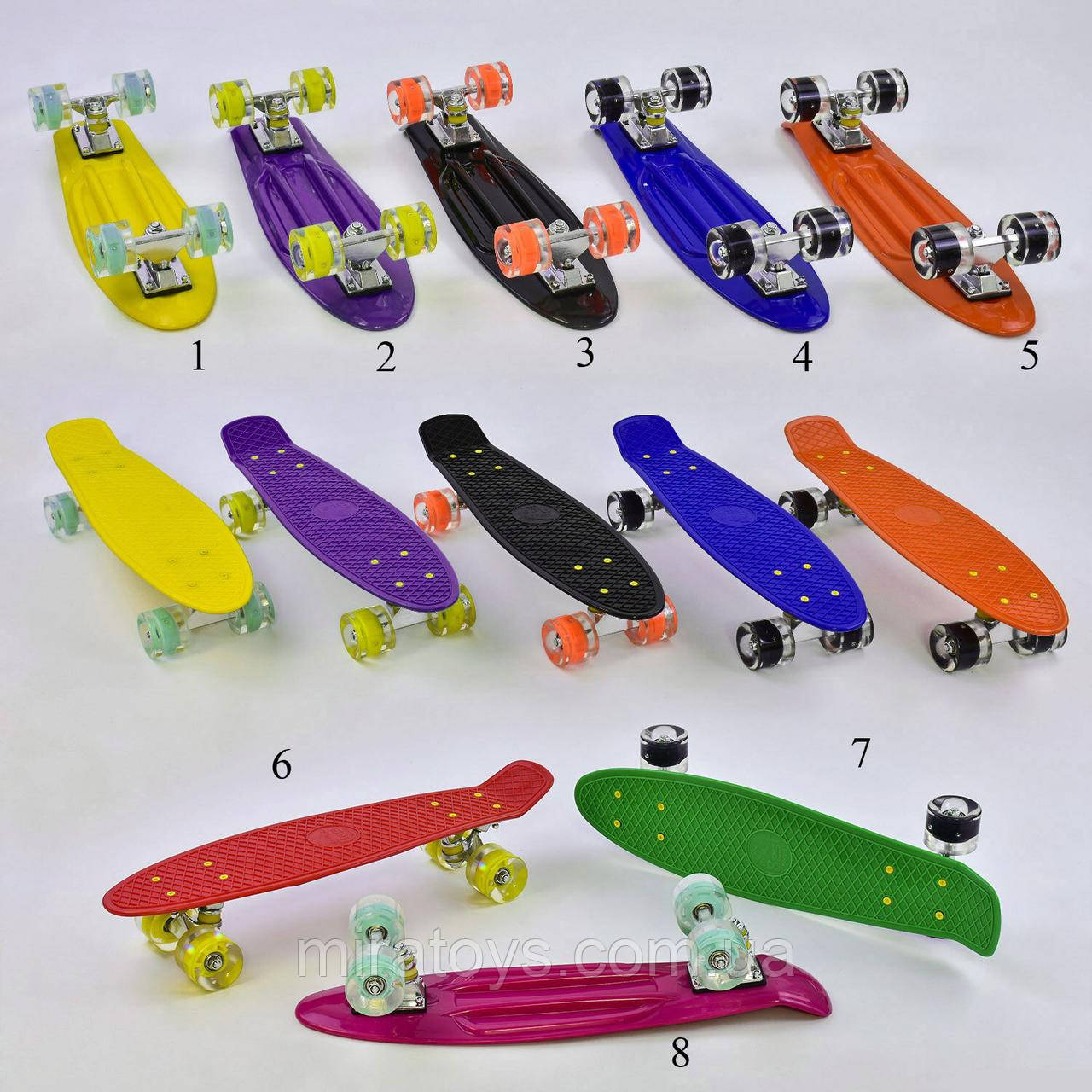 Скейт Пенні борд 76761 Best Board, СВЕТ, дошка=55 см, колеса PU d=6 см