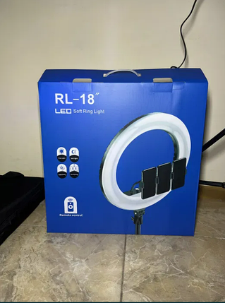 Кільцева LED-лампа RL-18, 45 см, 3 кріплення, пульт у комплекті, фото 3
