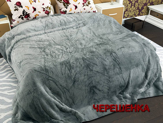Однотонне сіре євро максі покривало плед 220х240 на двоспальне ліжко, фото 1